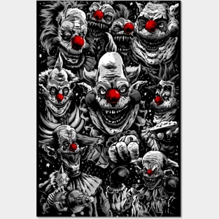 Killer Klowns bw 80s horror movies clowns Posters and Art